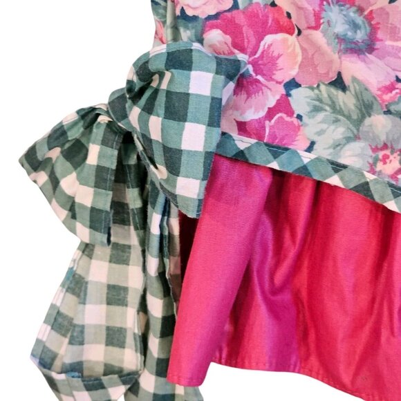 2 Vintage 90s Girls 18 Month 2T Floral Party Dresses Layered‎ Pink Collar Formal - Picture 9 of 14